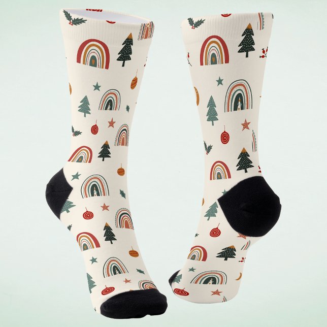 Cute Christmas Festive Rainbows Holidays Name Socks (Creator Uploaded)