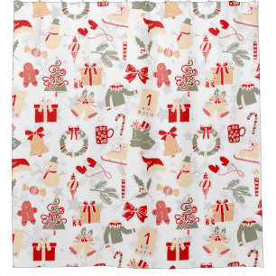 Cute Christmas Festive  Shower Curtain