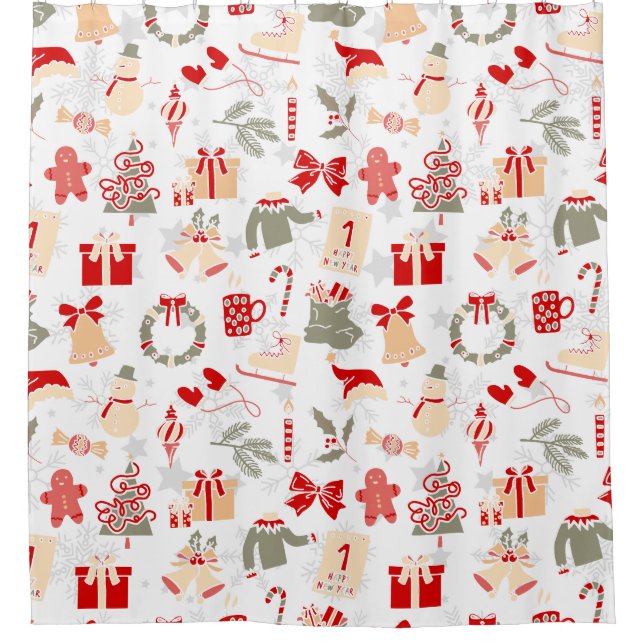 Cute Christmas Festive  Shower Curtain (Front)