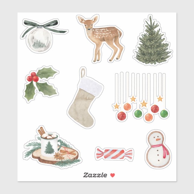 Cute Christmas Festive Sticker Set (Sheet)