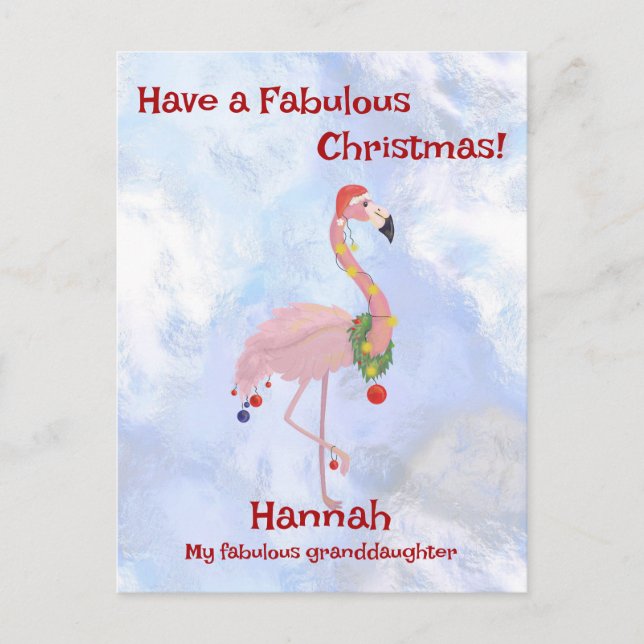 Cute Christmas Flamingo  Holiday Postcard (Front)