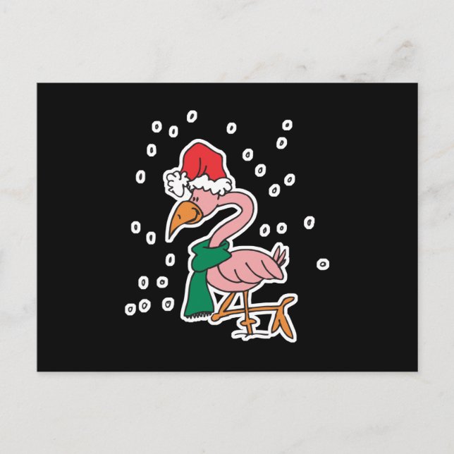 cute christmas flamingo holiday postcard (Front)