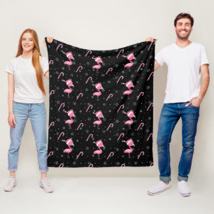 cute christmas flamingo with snowflakes   fleece blanket