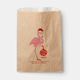 Cute Christmas flamingos and typography Favour Bags