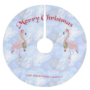Cute Christmas Flamingos Brushed Polyester Tree Skirt