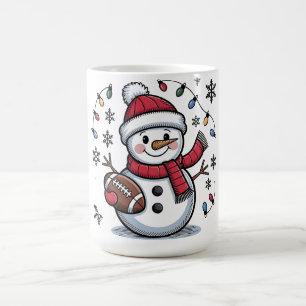 Cute Christmas Football Snowman Holiday Illustrati Coffee Mug