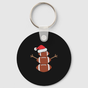 Cute Christmas Football Snowman Santa Hat Funny Key Ring