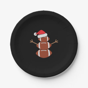 Cute Christmas Football Snowman Santa Hat Funny Paper Plate
