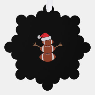 Cute Christmas Football Snowman Santa Hat Funny Tree Decoration Card