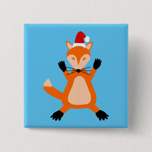 Cute Christmas Fox 15 Cm Square Badge