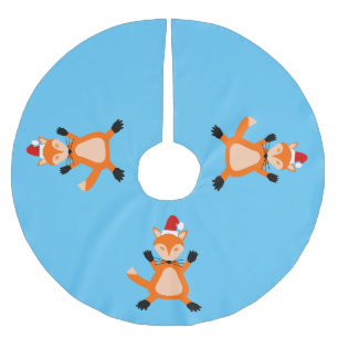 Cute Christmas Fox Brushed Polyester Tree Skirt