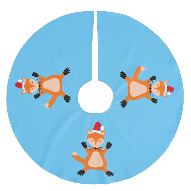 Cute Christmas Fox Brushed Polyester Tree Skirt (Front)