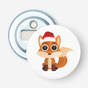 Cute Christmas Fox Cartoon Holiday Animal Festive Bottle Opener
