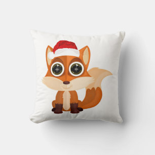 Cute Christmas Fox Cartoon Holiday Winter Animal Cushion