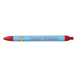 Cute Christmas Fox Custom Black Ink Pen