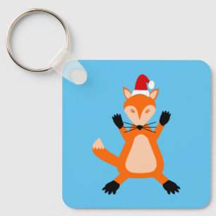 Cute Christmas Fox Custom Key Ring
