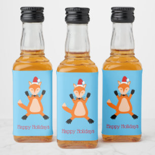 Cute Christmas Fox Custom Liquor Bottle Label