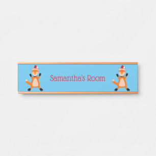 Cute Christmas Fox Custom Name Door Sign