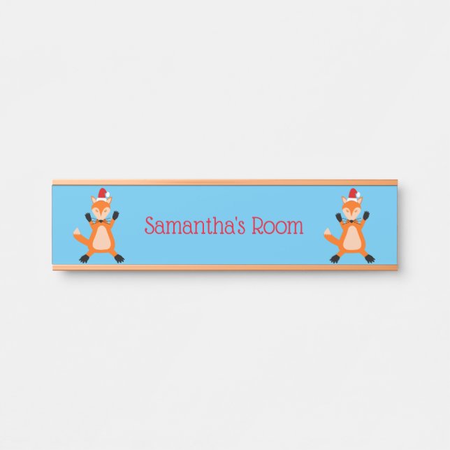 Cute Christmas Fox Custom Name Door Sign (Front)