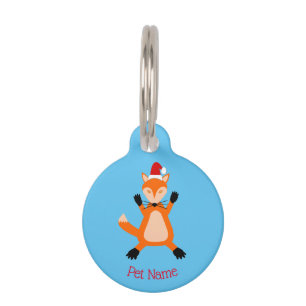 Cute Christmas Fox Custom Name Pet Tag