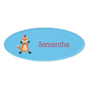 Cute Christmas Fox Custom Name Tag