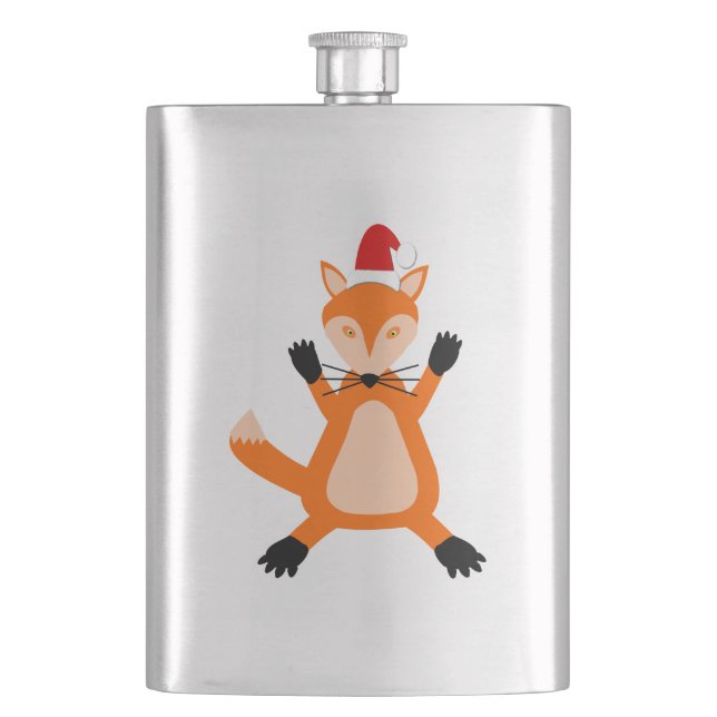 Cute Christmas Fox Hip Flask (Front)
