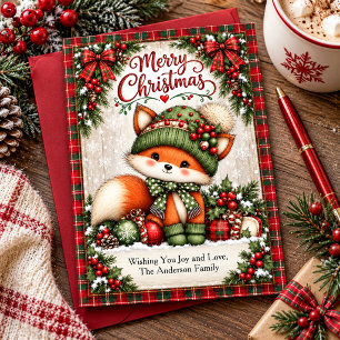Cute Christmas Fox Holiday Card