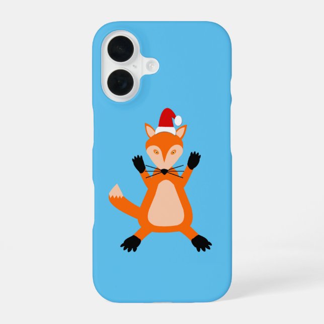 Cute Christmas Fox iPhone 16 Case (Back)