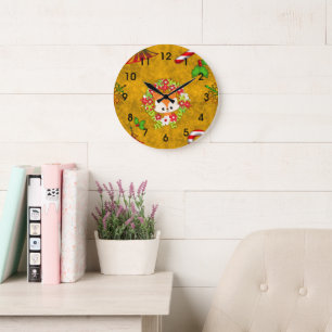 Cute Christmas Fox Large Clock
