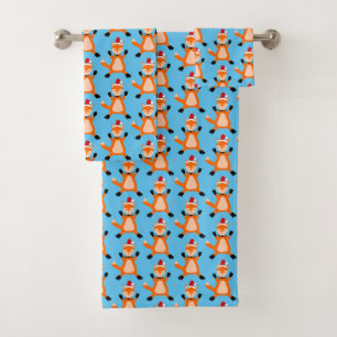 Cute Christmas Fox Patterned Bath Towel Set