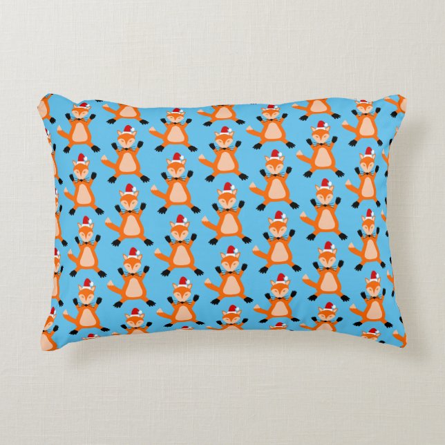 Cute Christmas Fox Patterned Decorative Cushion (Front)