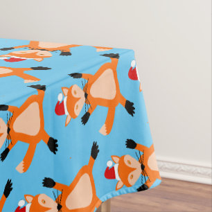 Cute Christmas Fox Patterned Tablecloth