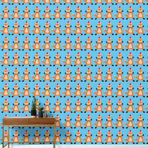 Cute Christmas Fox Patterned Wallpaper