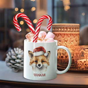 Cute Christmas Fox Personalised Xmas Mug