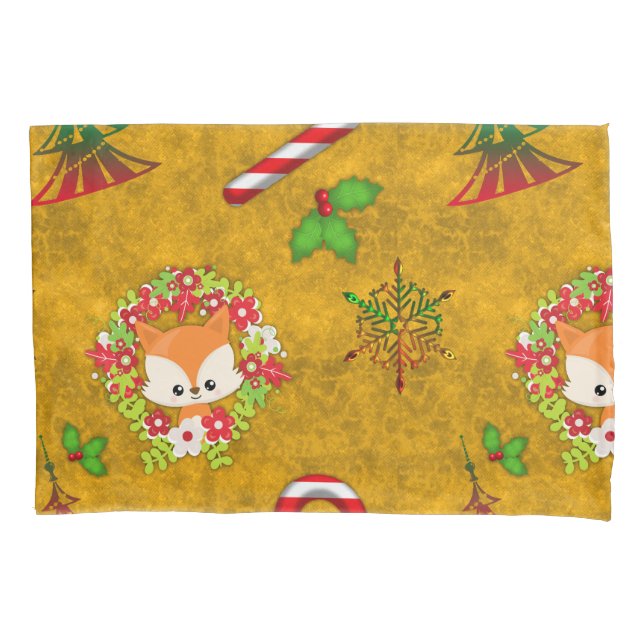 Cute Christmas Fox Pillowcase (Front)