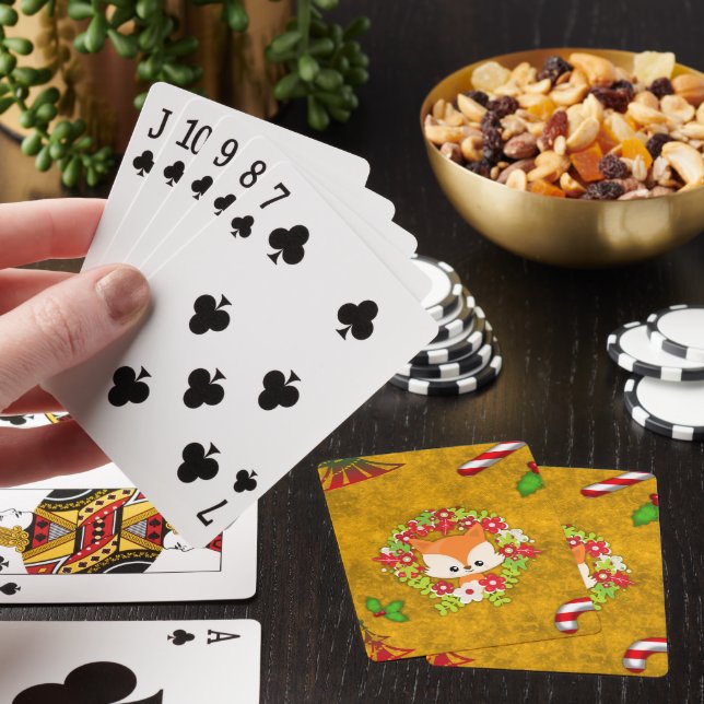 Cute Christmas Fox Playing Cards (In Situ)