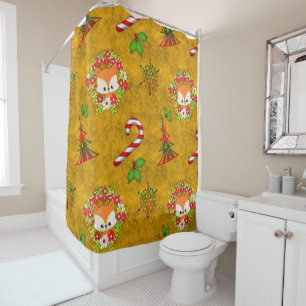 Cute Christmas Fox Shower Curtain