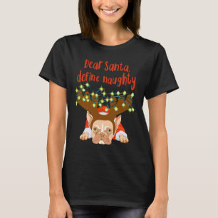 Cute Christmas French Buldog Christmas Puppy Dear T-Shirt