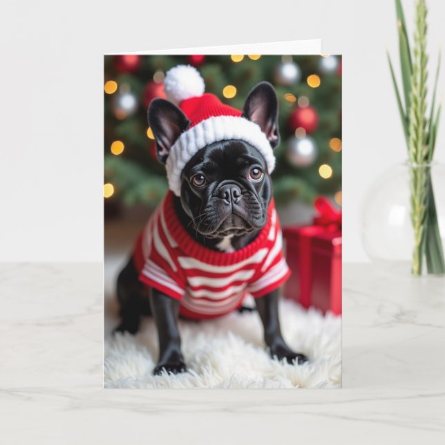 Cute Christmas French Bulldog Card (Front)