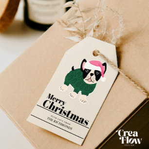 Cute Christmas Frenchie Dog Personalise Gift Tags