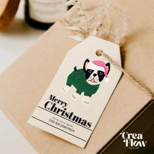 Cute Christmas Frenchie Dog Personalize Gift Tags