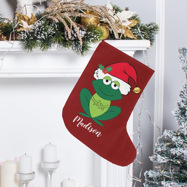 Cute Christmas Frog Large Christmas Stocking (Creator Uploaded)