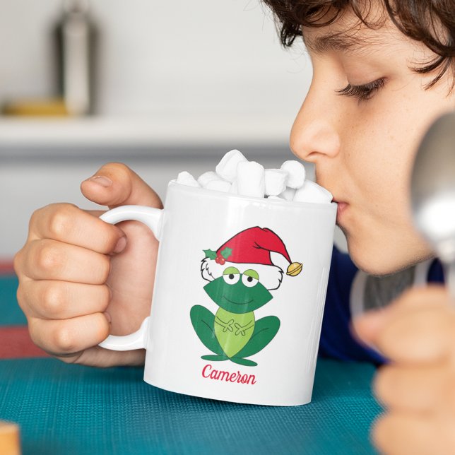Cute Christmas Frog Personalised Childrens Coffee Mug (Creator Uploaded)
