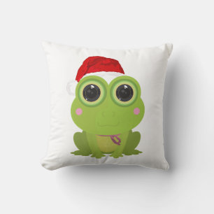 Cute Christmas Frog Santa Hat Cosy Holiday Home Cushion