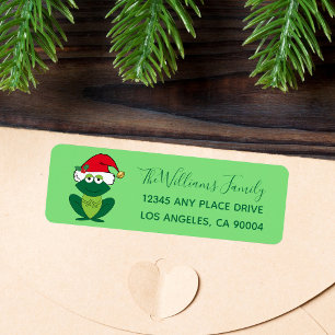 Cute Christmas Frog Santa Hat Return Address