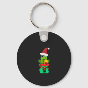 Cute Christmas Frog with Gifts _ Funny Holiday Key Ring