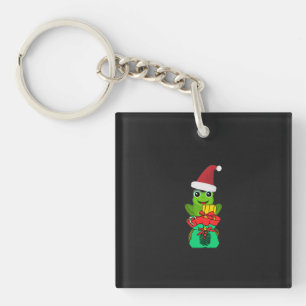 Cute Christmas Frog with Gifts _ Funny Holiday Key Ring