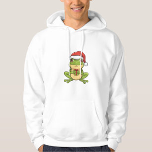 Cute Christmas Frog with Santa Hat Holding Gift - Hoodie