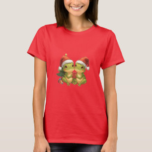 Cute Christmas Frogs Holding Gifts Adorable Holid T-Shirt