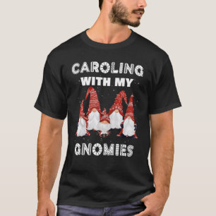 Cute Christmas Garden Gnomes Funny Caroling With M T-Shirt